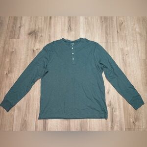 J. Crew Men's 100% Cotton Dark Teal Long Sleeve Henley Shirt Size XXL